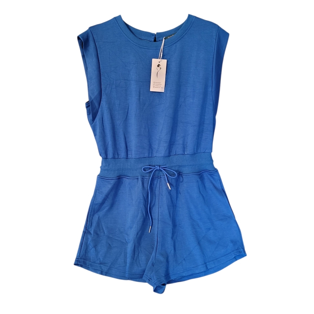 NWT Ofeefan blue one piece sleeveless romper - L.        L80 - Picture 2 of 9